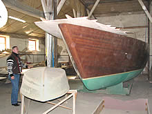 the yacht's hull